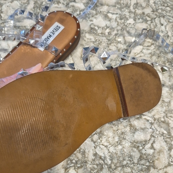 Steve Madden Travel Clear and Silver Studded Sandals - Picture 5 of 7